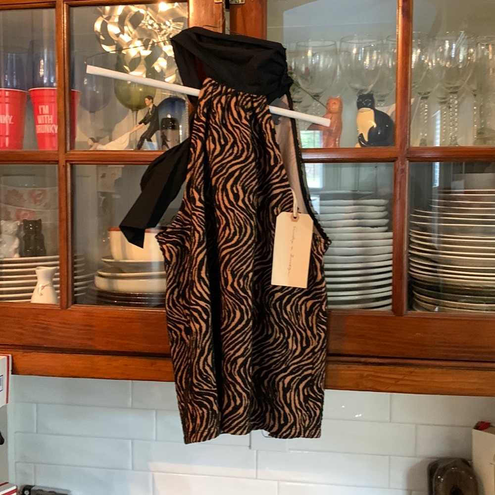Sunday in Brooklyn Anthropologie tiger print bow backless top. NWT. Retail 98